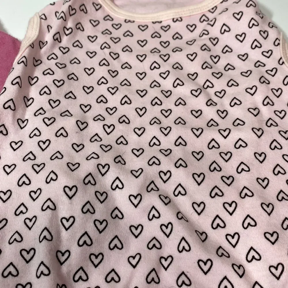 Set of 2 Heart Love Pink Dog Tee Shirts